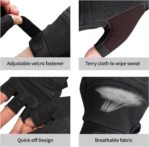Vista 6 de VWX - Guantes de entrenamiento antideslizantes con palma de gel para hombres y mujeres, con tela que absorbe el sudor para gimnasio, levantamiento