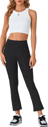Vista 5 de Vrtige Pantalones de yoga para mujer con bolsillos, cintura alta, pantalones de yoga con control de abdomen, pantalones de entrenamiento