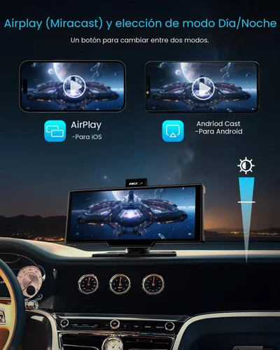 Vista 6 de Pantalla portátil Apple Carplay, estéreo de coche de 10 pulgadas y pantalla táctil automática Android, cámara de tablero 4K, cámara de respaldo