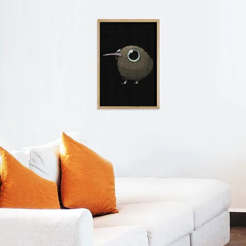 Vista 6 de Kit de pintura de diamante con diseño de pájaro kiwi gordo lindo y cuadrado completo, manualidades para decoración de pared del hogar