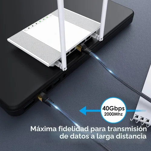 Vista 7 de Cable Ethernet Cat 8 de 6 pies, para juegos de alta velocidad y Gigabit Ethernet, servicio pesado de 26 AWG 40 Gbps, 2000 MHz, S/FTP para Xbox, PS5