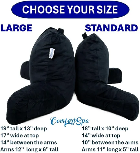 Vista 5 de ComfortSpa - Almohada de lectura para cama tamaño adulto, almohada de respaldo con brazos, bolsillos y funda lavable; Úsela como almohada de cama