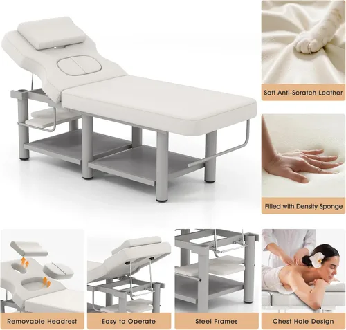 Vista 7 de Mesa resistente del masaje del metal con el respaldo para el spa Gris
