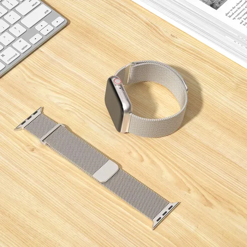 Vista 3 de TRA Correa de acero inoxidable compatible con Apple Watch de 38 mm 42 mm 40 mm 44 mm 41 mm 45 mm 46 mm 49 mm, correa de malla con cierre magnético