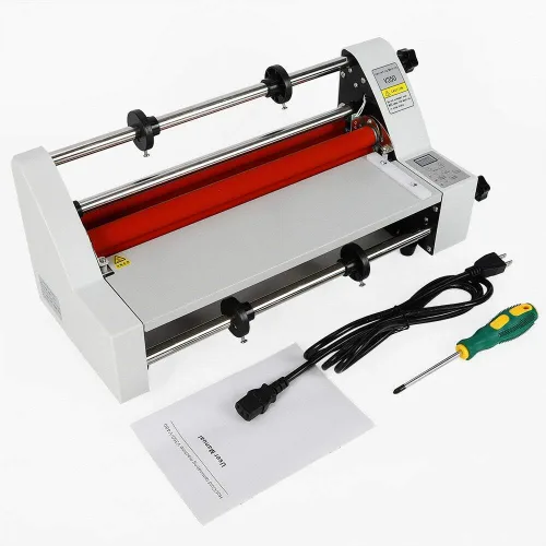 Vista 2 de Máquina laminadora, V350 13 pulgadas Máquina laminadora de laminado en frío en caliente cuatro rodillos de control de temperatura digital Laminador