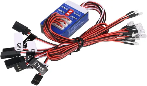 Vista 3 de Goolsky Kit de sistema de iluminación LED de 12 luces de flash de simulación inteligente para modelos a escala 1/10 RC Car Yokomo Tamiya HSP HPI