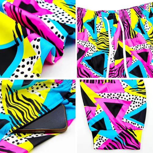 Vista 4 de Pantalones deportivos para hombre de los años 80 y 90, divertidos, para correr, con estampado retro, pantalones deportivos casuales con bolsillos