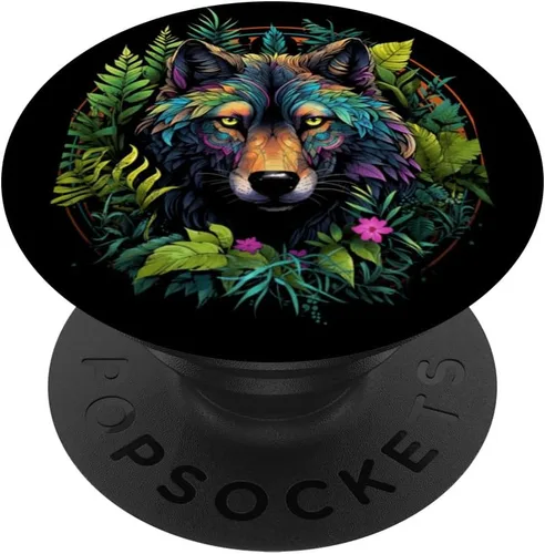 Vista 6 de Wolf Boho Native American Wolves Animal Wildlife PopSockets MagSafe PopGrip para iPhone