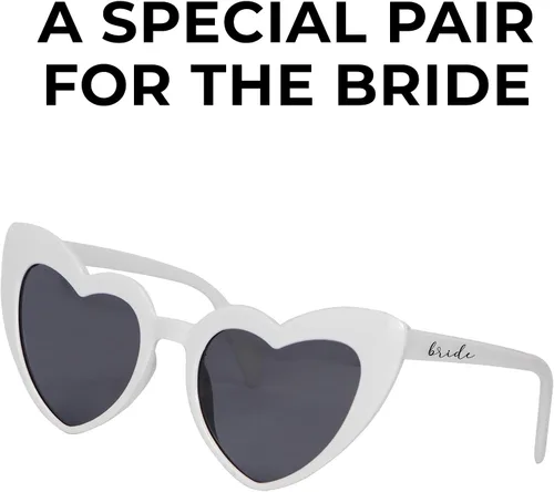 Vista 3 de Pop Fizz Designs Gafas de sol retro en forma de corazón para despedida de soltera para mujeres Rosado