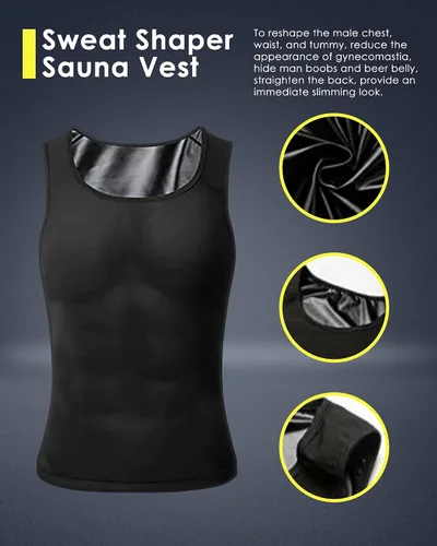 Vista 3 de CGTFY - Camisetas de compresión de ginecomastia para hombres, camiseta sin mangas de compresión atlética, chaleco adelgazante para moldear el cuerpo