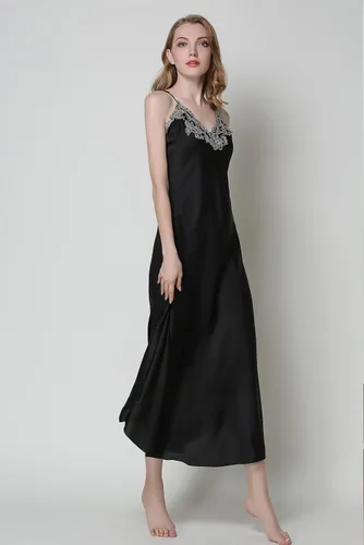 Vista 2 de Aivtalk Conjunto de 2 piezas de camisones y bata de satén para mujer, vestido sexy de seda