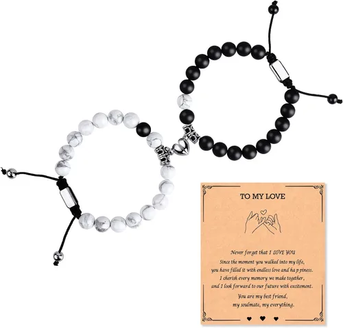 Vista 15 de Pulseras de cuentas negras para hombres y niños: 0.236 in de obsidiana ónix cuentas de lava para hombre conjunto de pulseras para hombre - Genial