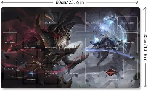 Vista 5 de Alfombra de juego Mlikemat Dragon of Red Eyes vs Blue-Eyes alternativa TCG CCG OCG Trading Card Game Mat con zonas + bolsa gratis (ZD039-270-A)