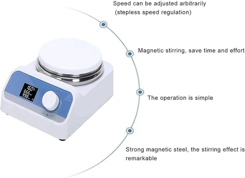 Vista 6 de Magnetic Stirrer, 1500R/Min Magnetic Stirrer Hot Plate, Laboratory Magnetic Mixer, Digital Magnetic Stirrer for Laboratory, Classroom, Scientific