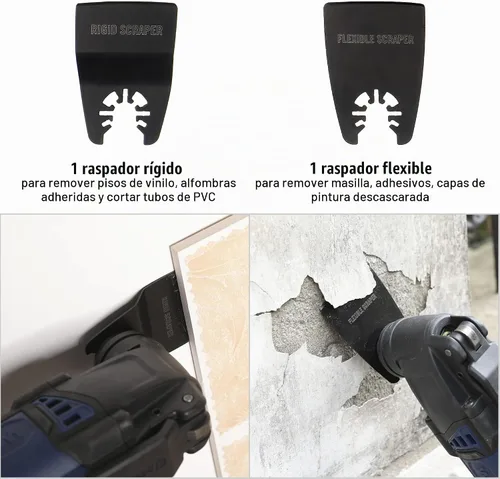 Vista 7 de WORKPRO 25 piezas de accesorios oscilantes multiherramienta, hojas de sierra oscilantes de liberación rápida para cortar madera y metal, plástico