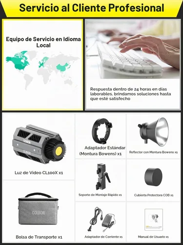 Vista 8 de Luz de video, Colbor CL100X 110W Luz de video bicolor 2700K-6500K CRI97+COB Aluminio continuo con montaje Bowens APP Control 10 Efecto de luz