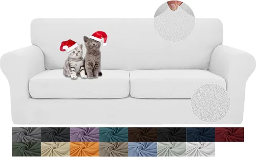 Vista 12 de JIVINER Fundas de sofá de 3 piezas para sofá de 2 cojines, funda elástica para sofá con 2 fundas de cojín de asiento extra grandes, fundas de sofá