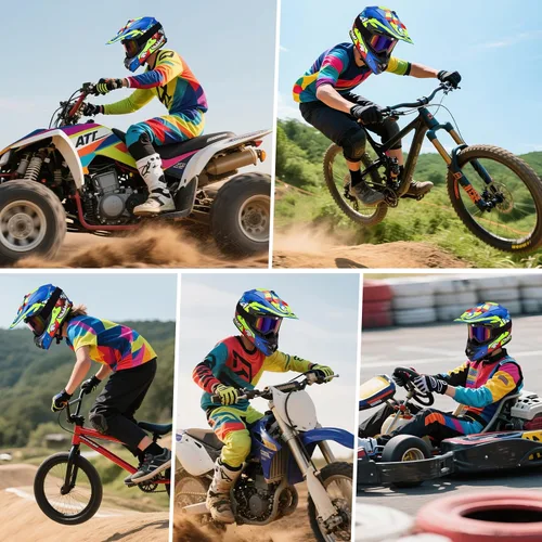 Vista 3 de cascos para niños y jóvenes de bicicleta todoterreno, motocross, ATV, BMX, MX, bicicleta todoterreno, casco de motocicleta J-01 con gafas y guantes