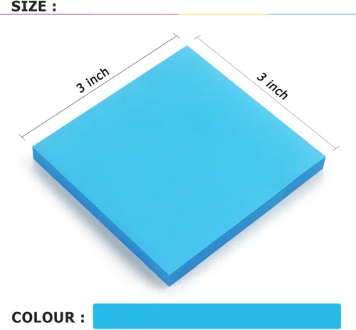 Vista 3 de Notas adhesivas 3x3 pulgadas Notas autoadhesivas de colores brillantes 8 blocs 80 hojas/bloc (Azul)