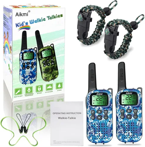 Vista 7 de Juguetes para niños Walkie Talkies para niños de 5, 6, 7, 8 años, juego de simulación, policía, militar, caza de espías, campamento, juguetes al Azul