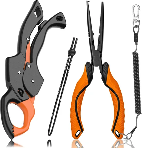 Vista 11 de Fish Gripper 9.2 pulgadas, cortador de línea multifunción, alicates de pesca, kit de herramientas de pesca de agua salada, equipo de pesca
