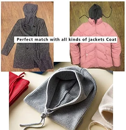 Vista 8 de Facecozy Sombreros de invierno para mujer, gorro de bufanda con capucha para mujer, pasamontañas de punto, gorro con cordón