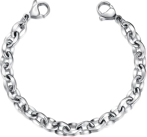 Vista 8 de LinnaLove Cadena intercambiable de acero inoxidable para pulseras de identificación de alerta médica para mujeres y hombres, No es una piedra
