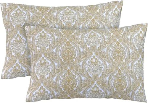 Vista 30 de Feather & Stitch - Fundas de almohada 100% algodón de 2 piezas tamaño Queen, 300TC fundas de almohada ultra suaves con cierre de sobre, resistentes