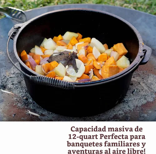 Vista 6 de Cuisiland Horno holandés de hierro fundido de 12 cuartos de galón con tapa