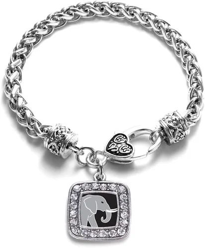 Vista 243 de Pulsera de dijes cuadrados de plata con joyería de circonita cúbica