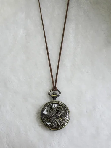 Vista 6 de SEWOR Reloj de bolsillo de cuarzo retro con esfera blanca Caja de bronce con dos cadenas de cuero y metal