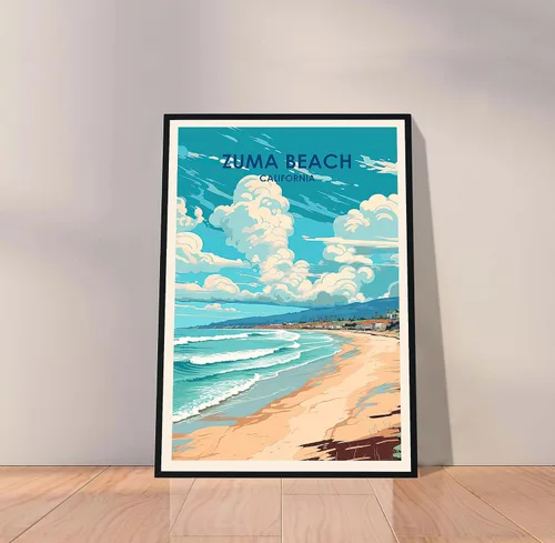 Vista 2 de Póster de playa de Zuma, póster de California, impresión de playa de Zuma, pintura de playa de Zuma, arte de playa de Zuma, pintura de paisaje
