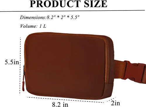Vista 2 de Mini riñonera con correa ajustable, unisex, pequeña bolsa cruzada para viajes, entrenamiento, correr, senderismo, Marrón, Moda