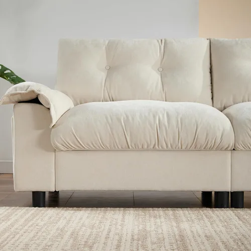 Vista 69 de Sofá modular moderno en forma de U de 115 pulgadas, juego de sofás tapizados grandes con asiento de almacenamiento, sofá cama convertible con diván