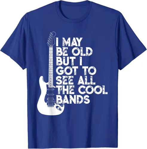 Vista 20 de Camiseta con texto en inglés "I May Be Old But I Got to See All The Cool Bands" Negro