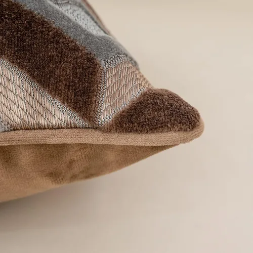 Vista 6 de Alerfa Funda de cojín cuadrada de terciopelo con bordado geométrico a cuadros, funda de almohada decorativa moderna de lujo para sofá, sala