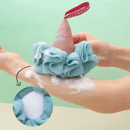 Vista 3 de Pelotas de baño de helado para niños, esponja de ducha para baño, limpiador corporal, depurador, esponja exfoliante para la piel, accesorios de baño