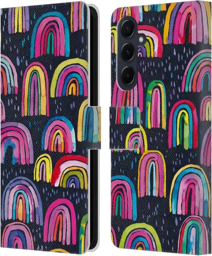 Vista 100 de Head Case Designs Officially Licensed Ninola Brushstrokes Black Summer Patterns Leather Wallet Case Compatible with Samsung Galaxy A07 4G