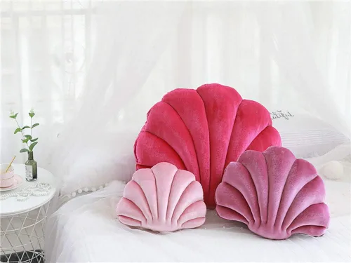 Vista 3 de Almohada decorativa de terciopelo SeaShell para cama, sofá, hogar, oficina, algodón