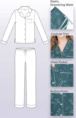 Vista 69 de PajamaGram Conjunto de pijama para mujer – Pijama para mujer, jersey novio, 100% algodón