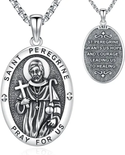 Vista 35 de Collar de San Patrono de Plata de Ley 925 St 01-Virgen María-Oro