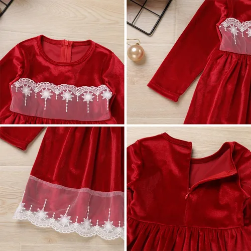 Vista 4 de ODIZLI Vestido de terciopelo para niñas pequeñas, manga larga, volantes, ropa de otoño e invierno