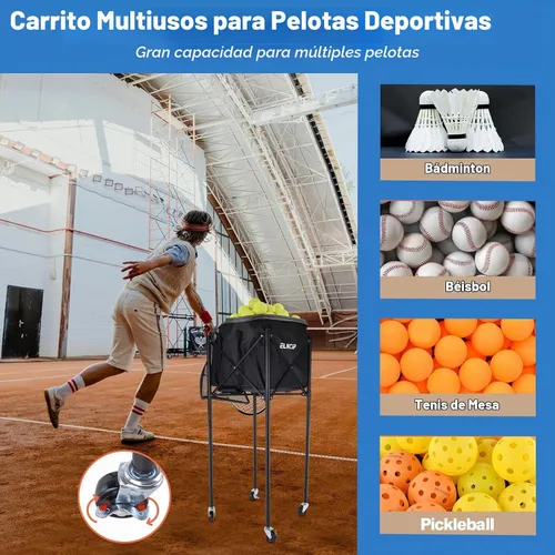 Vista 4 de Portable Pickleball & Tennis Ball Hopper - Pickleball Collector Retriever Basket Carrier Gatherer Picker Container for Picking and Storage Training