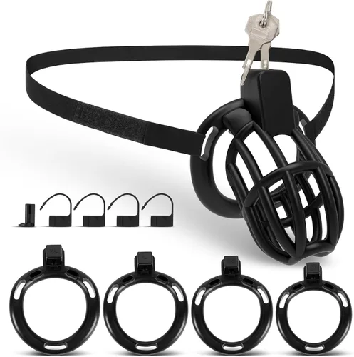 Vista 8 de Cinturón de castidad masculino jaula para pene - UTIMI Dispositivos de correa de castidad de plástico ajustable para hombre jaula de bondage