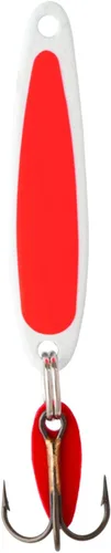 Vista 2 de Bay de Noc 2-1/4-Inch Swedish Pimple Ice Fishing Hook, 1 Piece, White Pearl Naranja fluorescente/dorado
