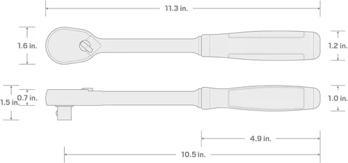 Vista 7 de TEKTON Trinquete de agarre cómodo de liberación no rápida de 1/2 pulgada x 10-1/2 pulgadas SRH02210
