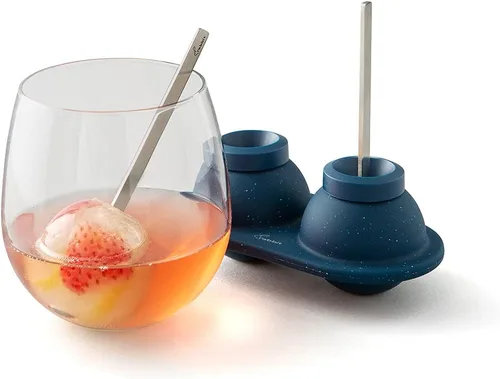 Vista 3 de Houdini Swizzle Sphere - Molde para hielo, bandeja de 2 piezas, azul marino