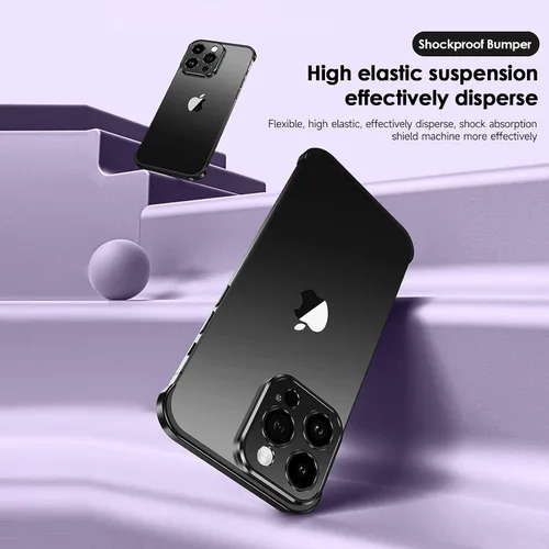 Vista 6 de Losin Compatible con iPhone 13 Funda con Protector de Lente de Cámara, Marco de Aluminio Sin Bordes, Diseño Sin Marcos, Delgada y Ligera, Cubierta