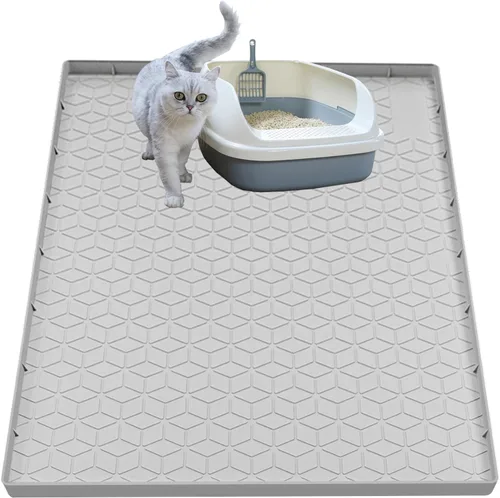 Vista 12 de Alfombra para Arena de Gatos, Alfombra de Silicona Grande para Caja de Arena - 28 x 22 pulgadas, Impermeable y Antideslizante, Duradero y Fácil