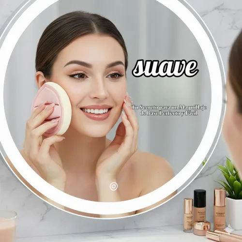 Vista 6 de Juego de brochas de maquillaje profesional, base esponjosa grande y pinceles de rubor con esponja para soplo de polvo
